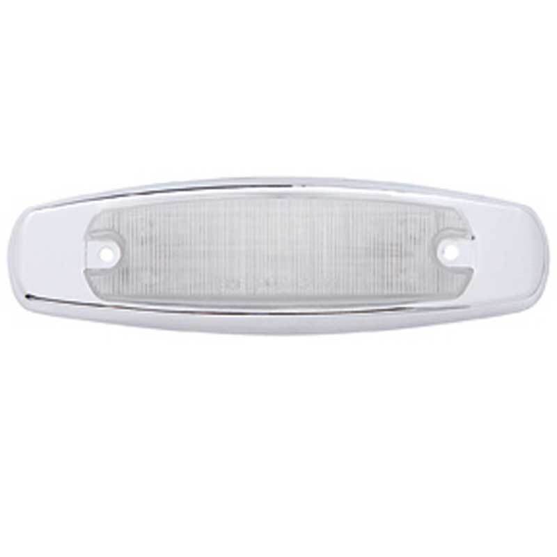 12 LED RECTANGULAR LIGHT (CLEARANCE/MARKER) WITH CHROME BEZEL - RED LED/CLR LENS
