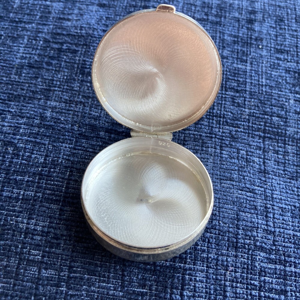Vintage sterling silver floral pill box
