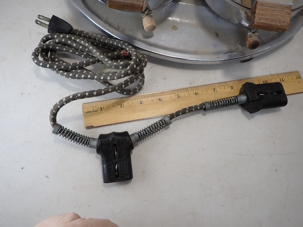 TESTED Mid Century Modern Chrome Heatmaster Double Waffle Maker Iron Griddle