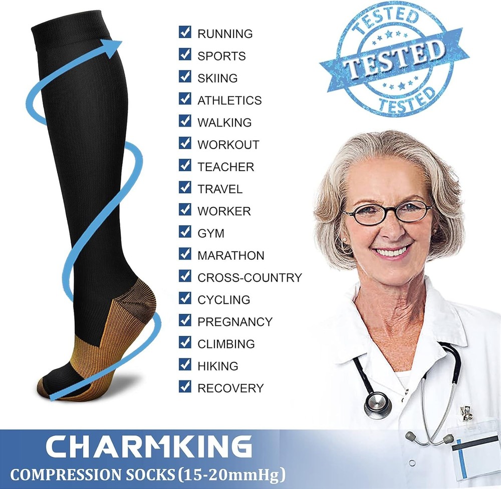 15-20 mmHg Compression Socks - 3 Pairs for Optimal Circulation & Comfort