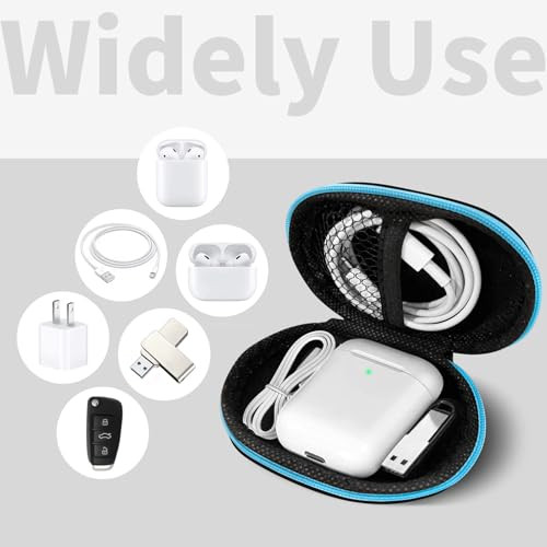 for Earbuds Carrying Case,【2Pack, Red+Blue】 Small Oval Storage Cases,