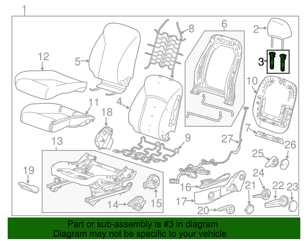 Genuine GM Medium Titanium Front Head Restraint Guide 20984483