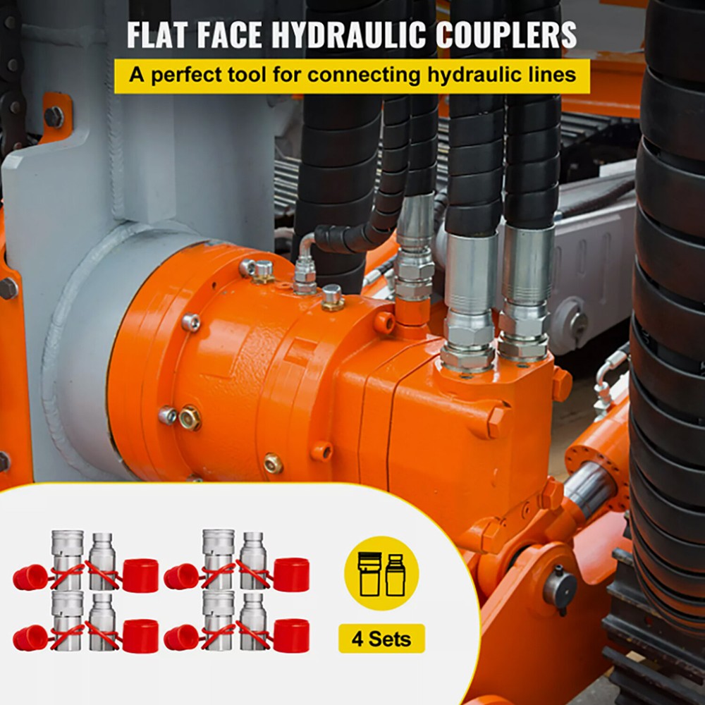 4Sets 3/4" NPT Pair Hydraulic Flat Face Quick Coupler Skid Steer Bobcat