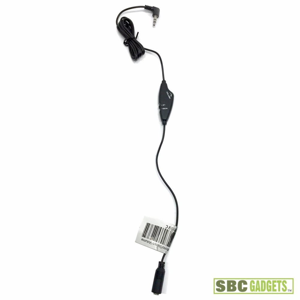 Mono Stereo Transcriber Headset Extender Cable with Volume Control (ECS-UMSVC)