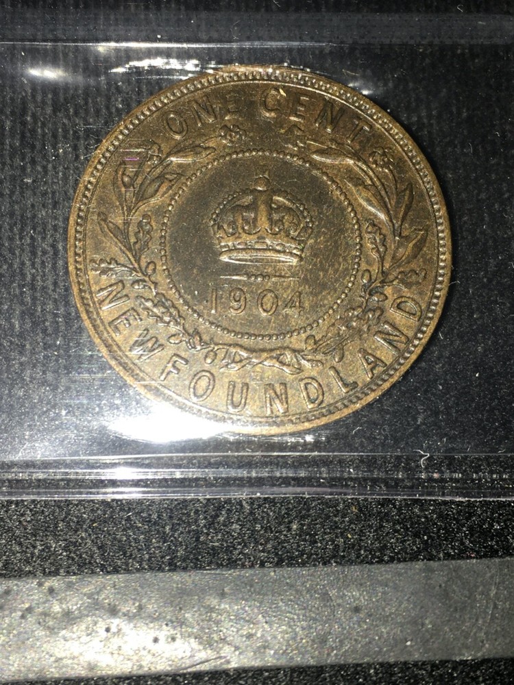 1904H ICCS Graded Newfoundland, Large One Cent, **AU-55**