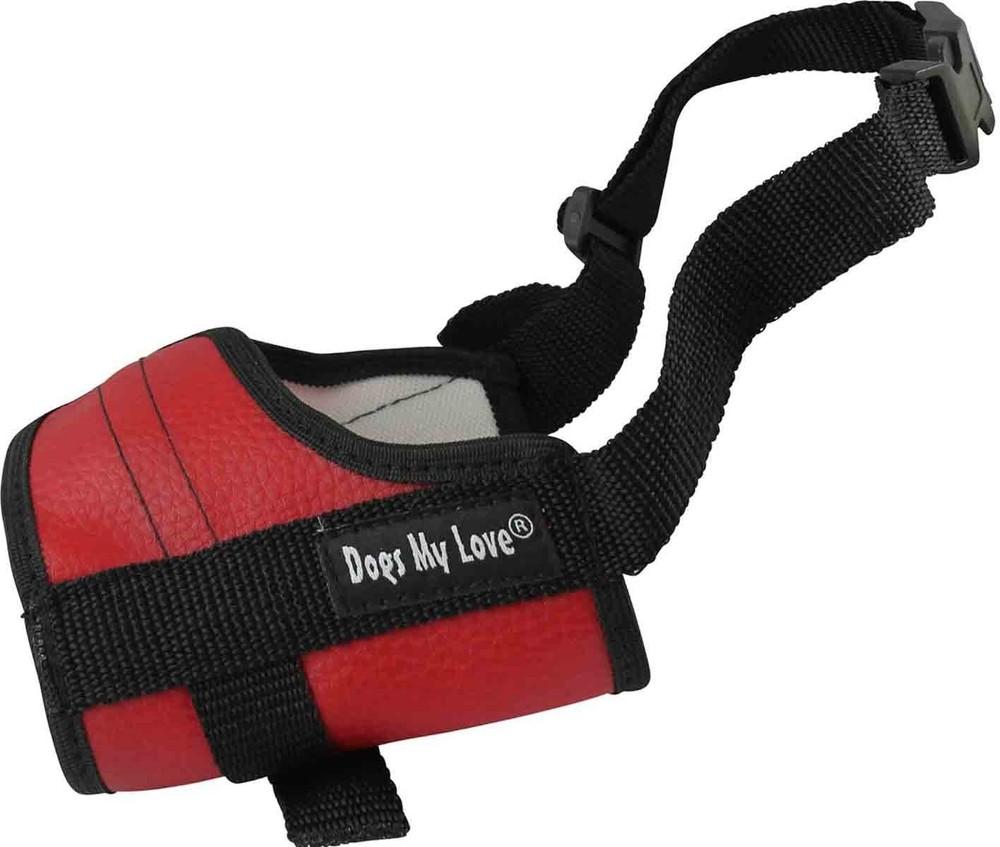 Adjustable Nylon Dog Muzzle 6 Sizes Red