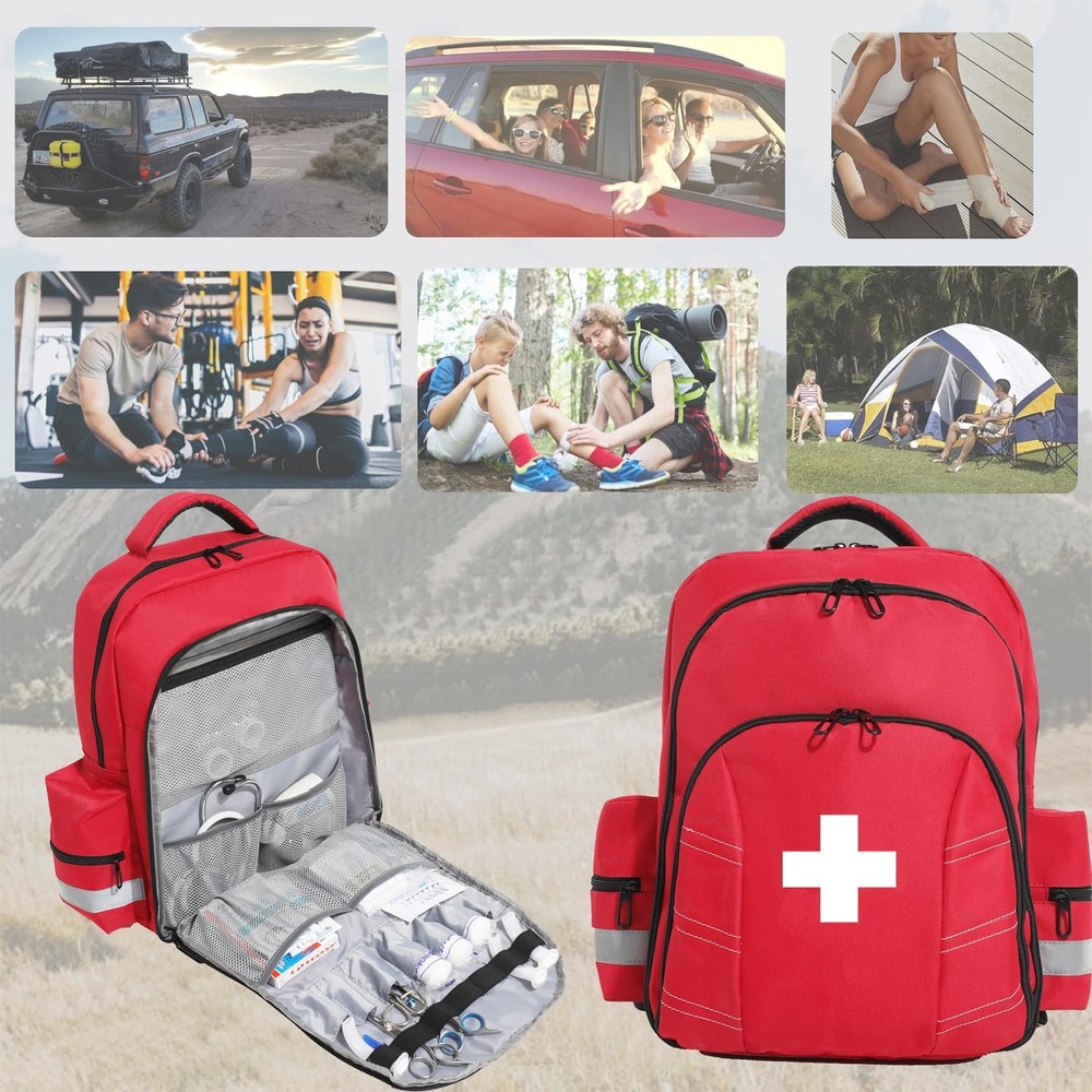 Empty First Aid Backpack Multi-Pocket Organizer for First Responders Trauma C...
