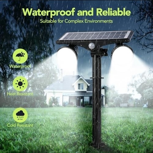 Solar Motion Sensor Flood Light, 6000K Ultra Bright, Adjustable Heads