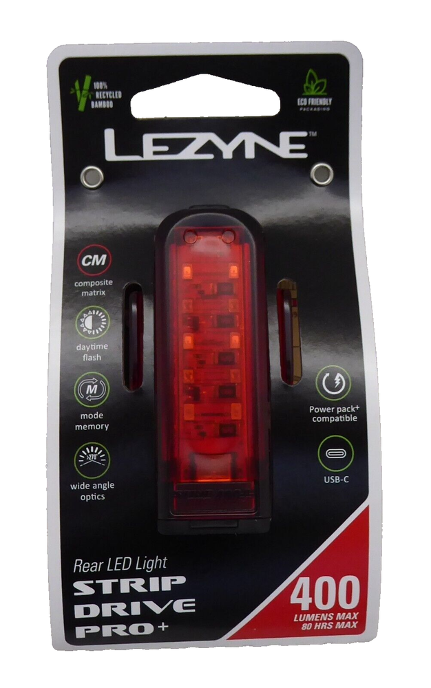 Lezyne Strip Drive Pro 400+ Taillight, Black