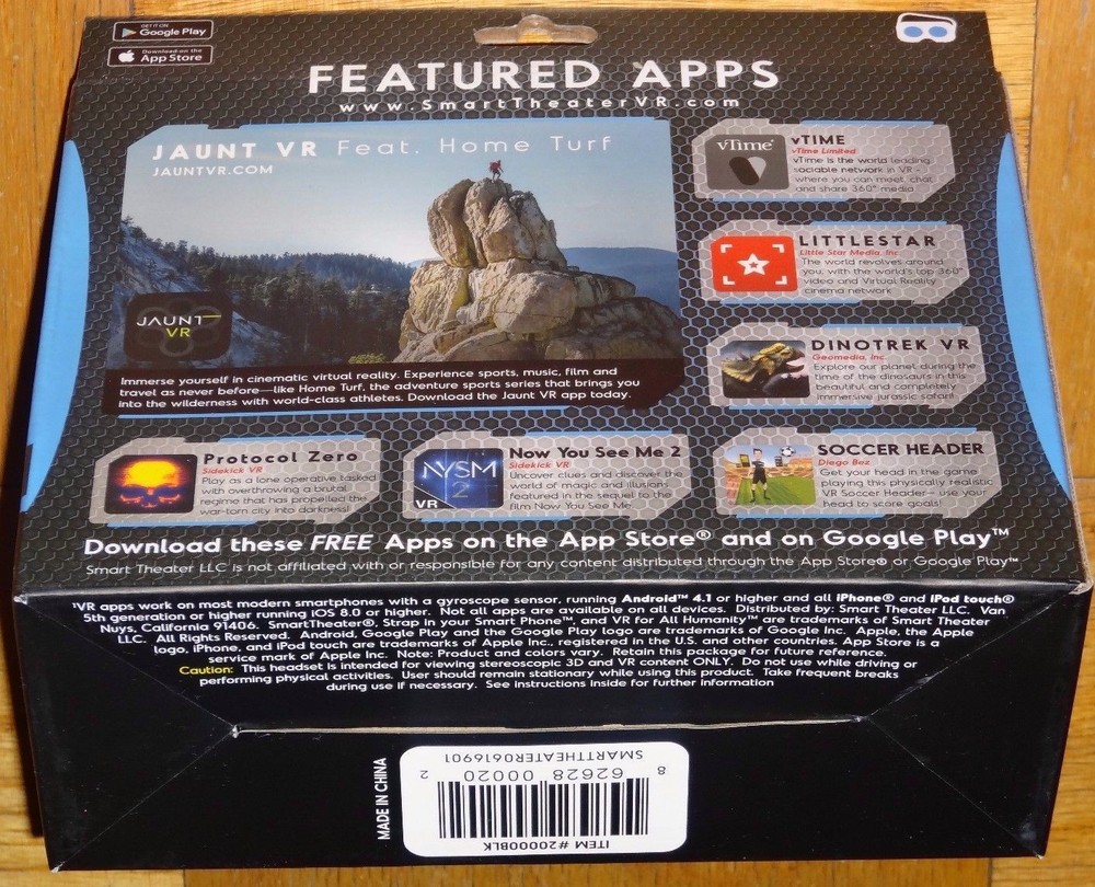 Smart Theater Virtual Reality Headset Black Strap iPhone Android Smartphone New