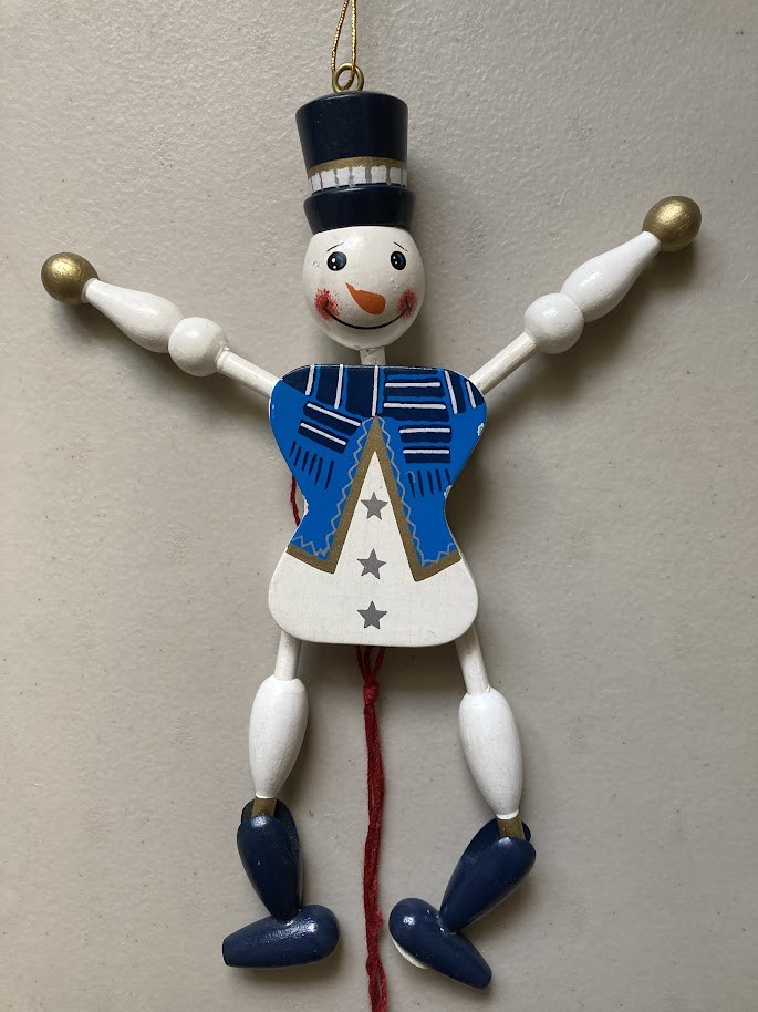 Vintage Snowman Pull String Wood Jumping Jack Toy