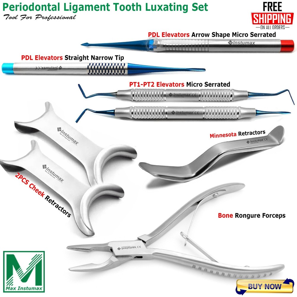 Root Extraction PDL Periotomes Luxating Elevators Cheek Retractors Bone Forceps