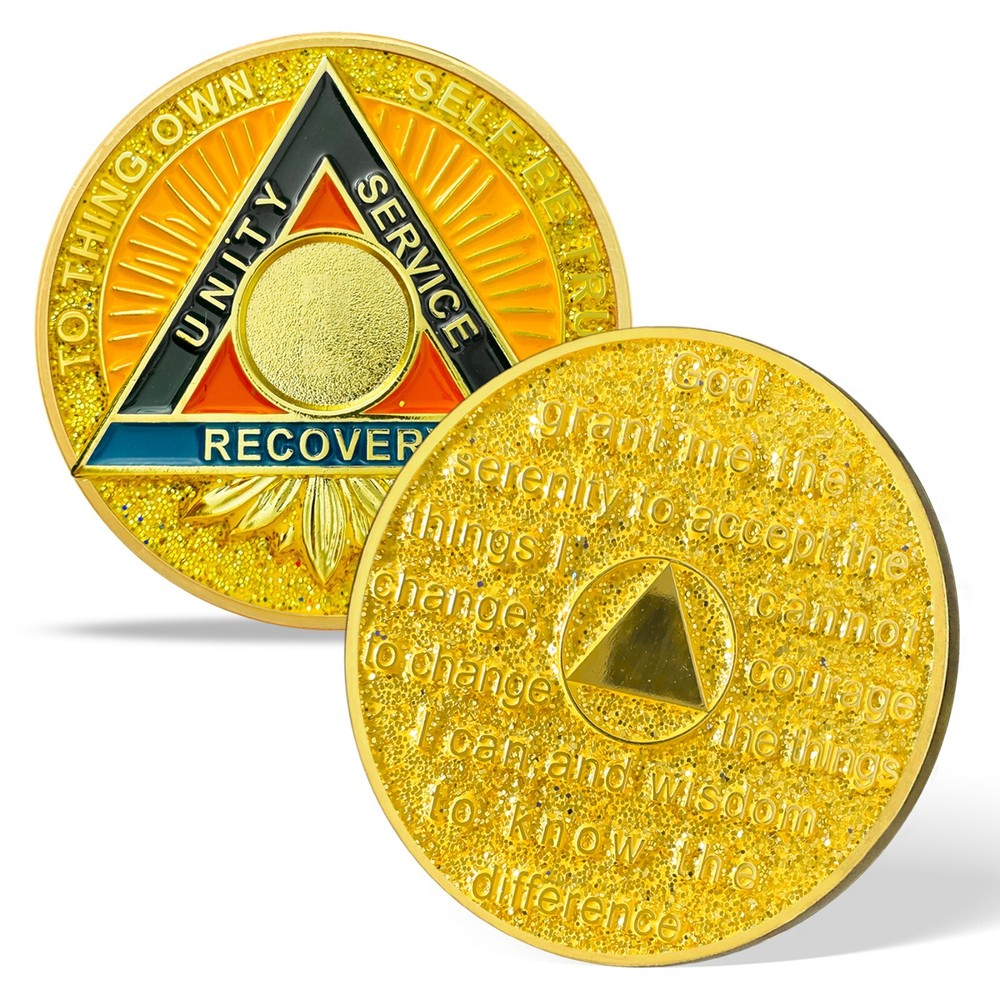Personalized 1-65 Years Alcoholics Anonymous AA Chips Medallion Sobriety Coin
