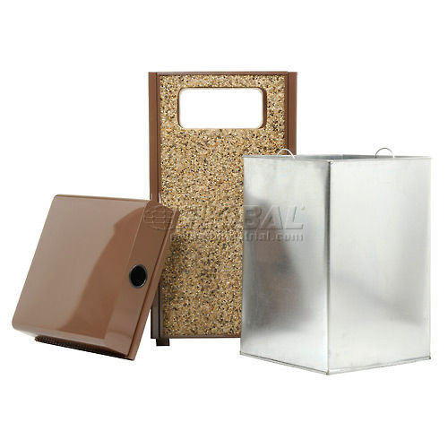 Stone Panel Trash Weather Urn Brown 13-1/2" Square X 35"H