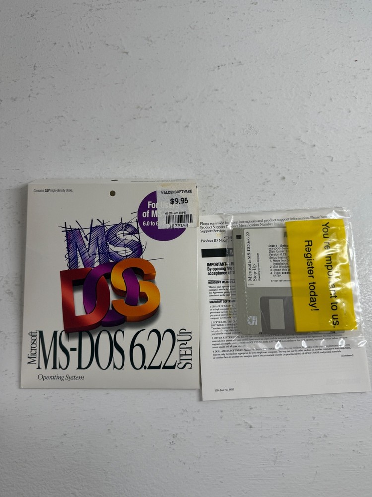 Microsoft MS-DOS 6.22 Step Up  3 3.5" Floppy Disks