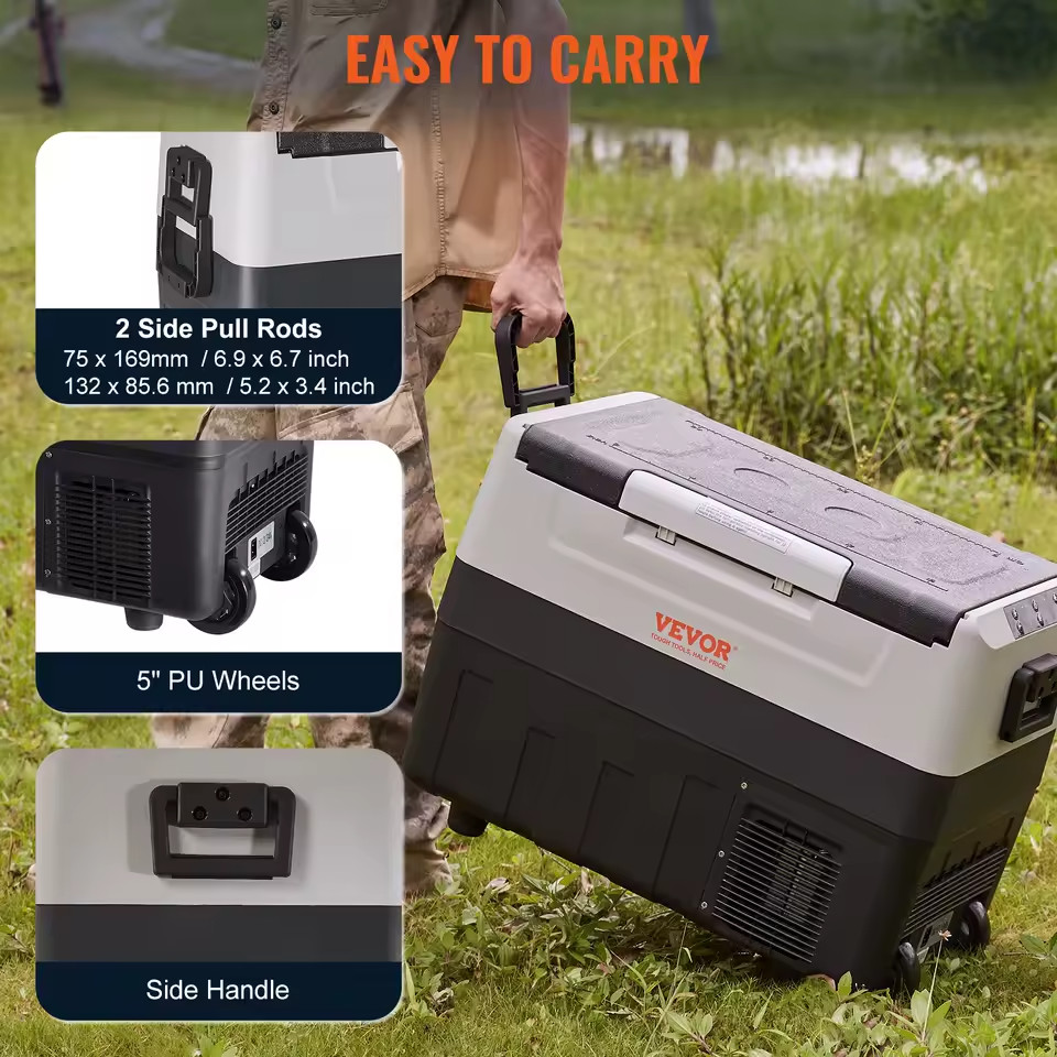 35L Portable Car Refrigerator Freezer with Wheels Handle Compressor for Camping