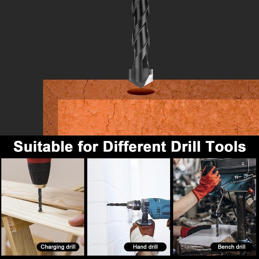 10Pcs 1/4" Masonry Drill Bits Kit for Concrete, Stone, Carbide Drill Bit Set ...