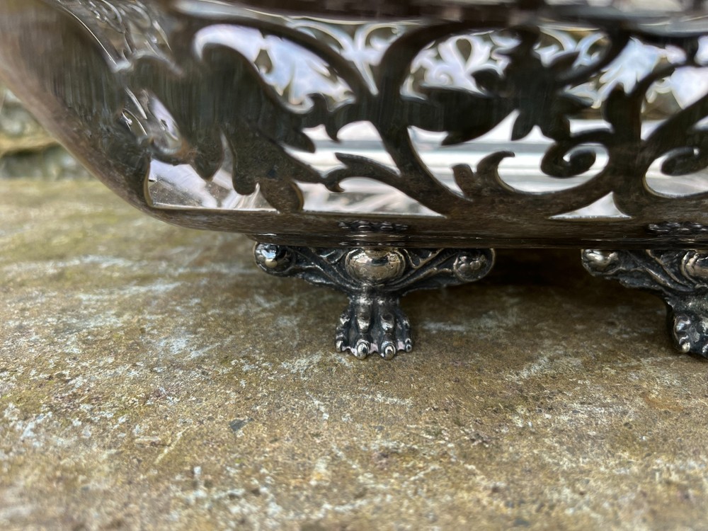Antique Silver Plated Fruit Bowl. Claw Feet.