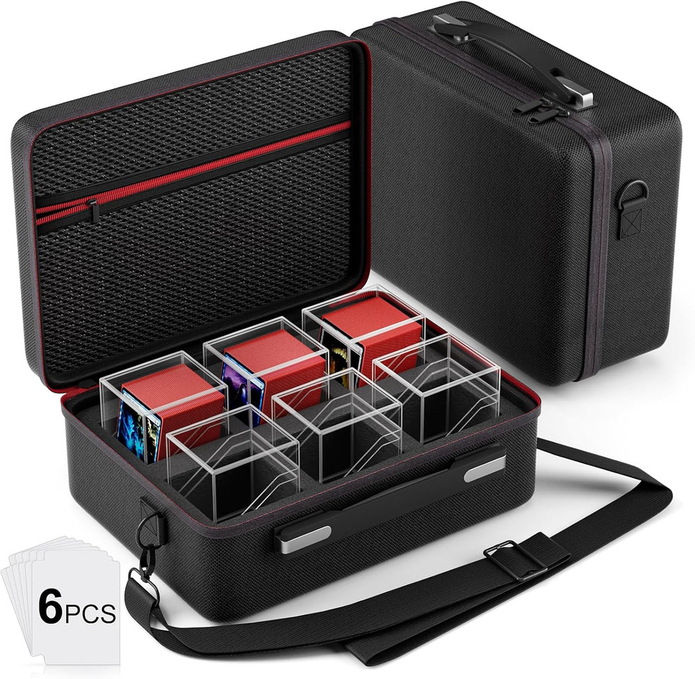 Card Deck Box with Portable Case, 6 Pack Clear Commander Deck Box with 6 Divider