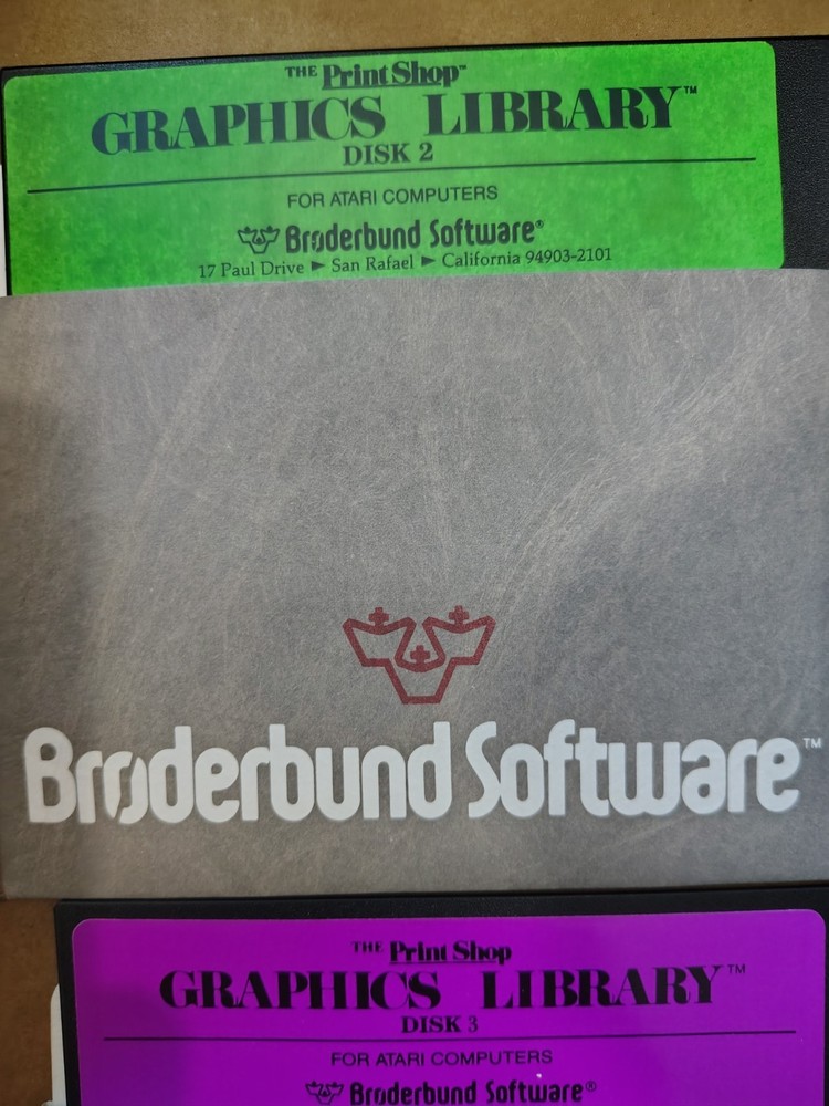 The Print Shop Companion Graphics Library Disk 2 Disk 3 Atari Computer Software