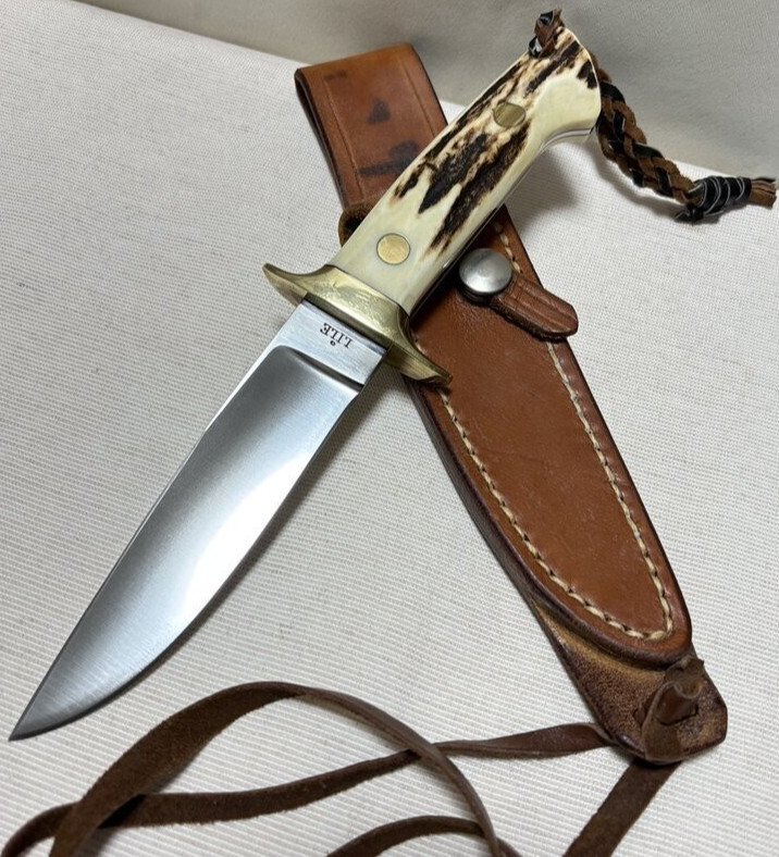 Rare Jimmy Lile Custom Drop Hunter Fixed Blade Knife Stag Handle Rambo