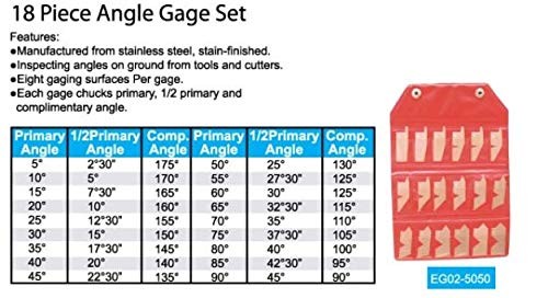 Accusize Industrial Tools 18 Pc Angle Gauge Set, 3602-5050