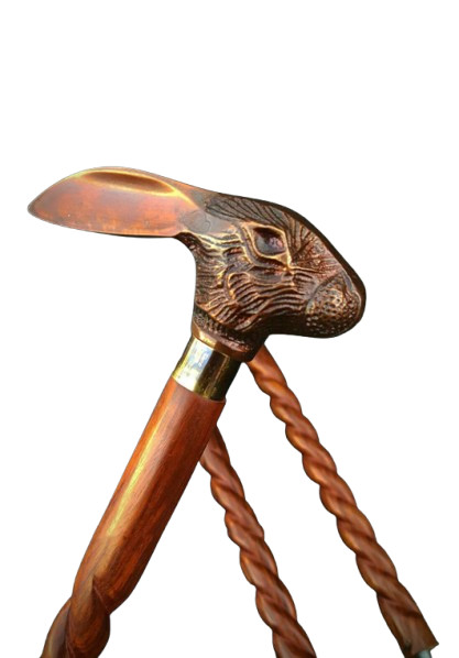 Rabbit Head Handle With Victorian Wooden Walking Cane Sticks