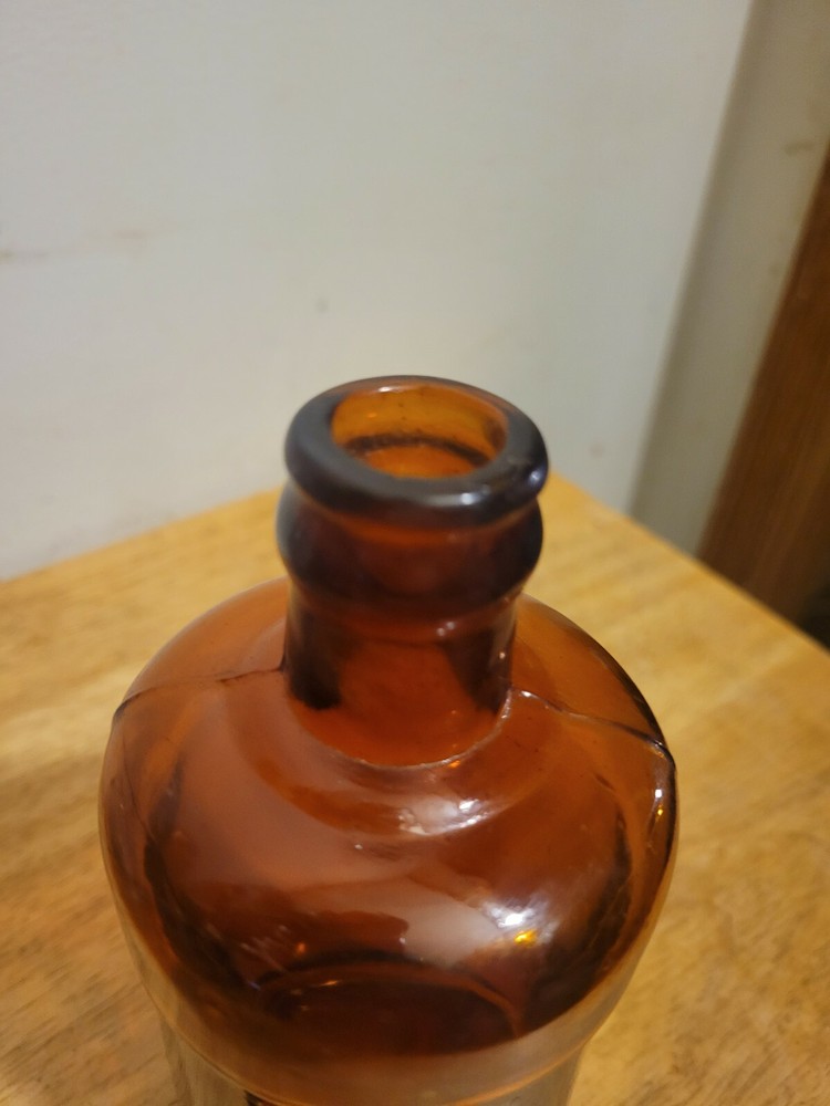 SANFORD'S INKS & LIBRARY PASTE PINT HAND BLOWN 7" TALL BOTTLE AMBER