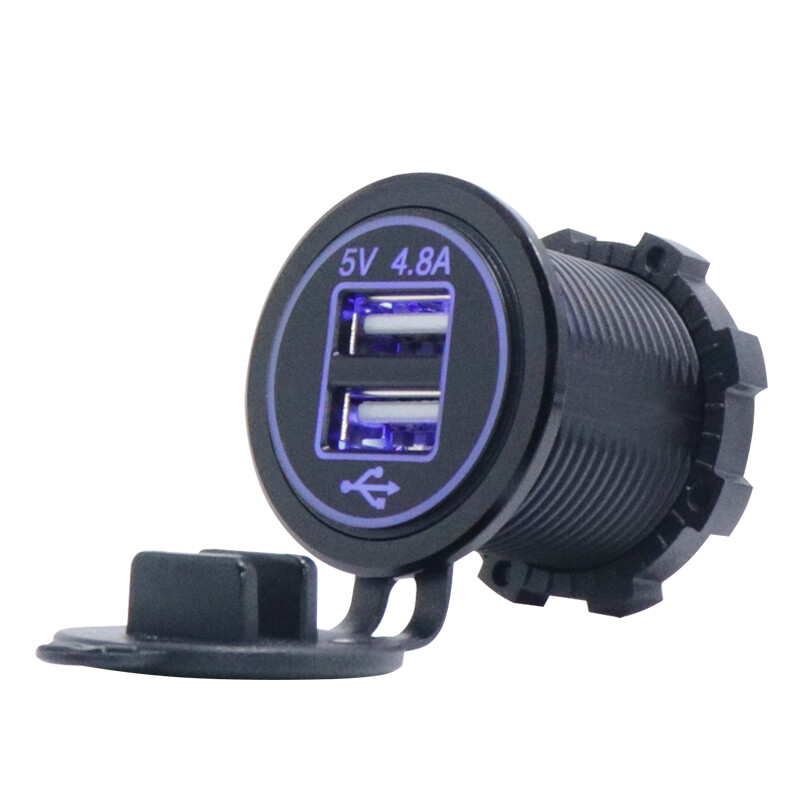 Panel Mount Dual 5 Volt USB, 2.4 A and 2.4 A Charger. 12/24 VDC Input