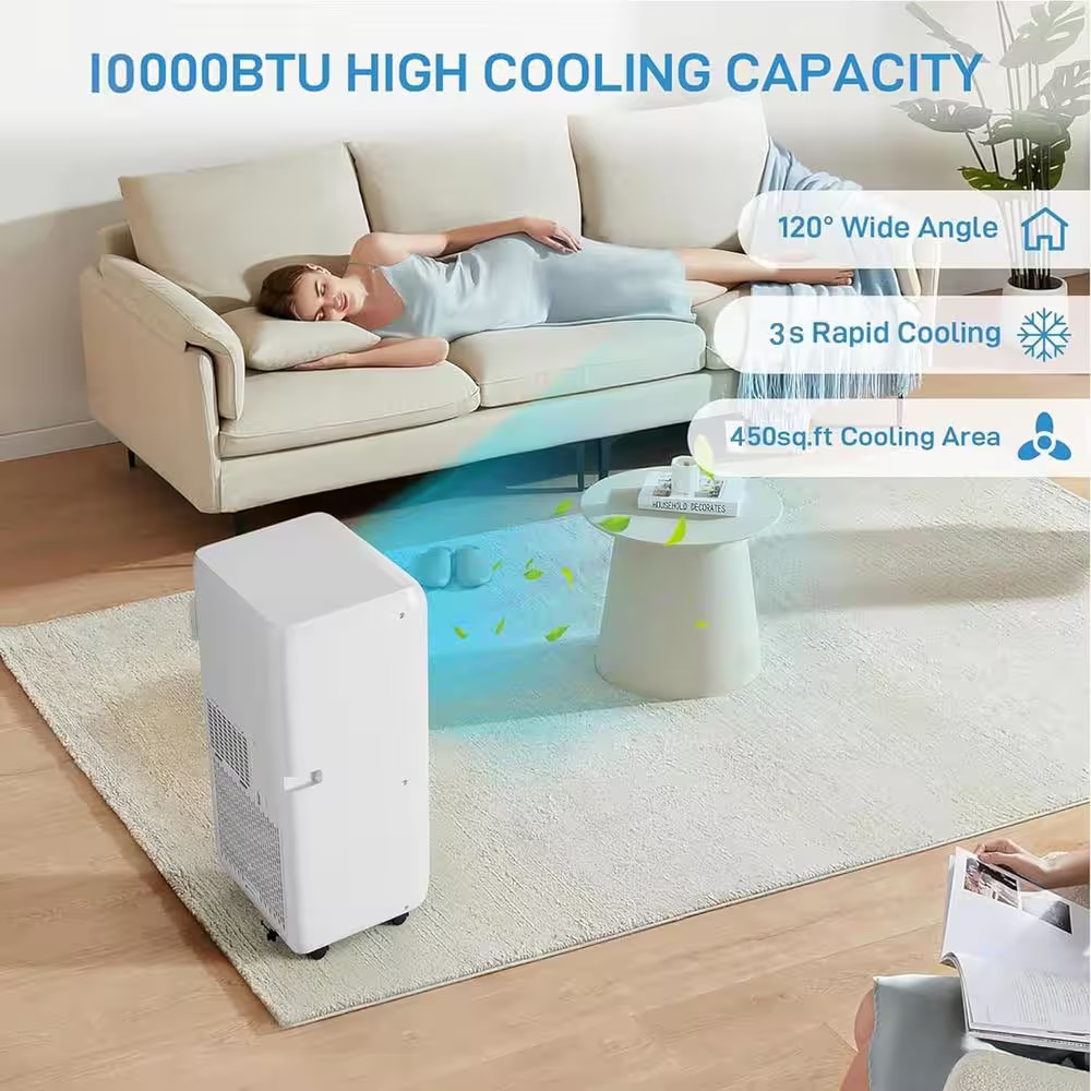 6,500 (DOE) BTU Portable Air Conditioner Cools 450 Sq. Ft. with Dehumidifier, Ti