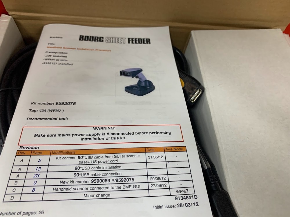 NEW BOURG  9592075   BSFEX HANDHELD BAR CODE READER   WE STOCK BOURG  PARTS