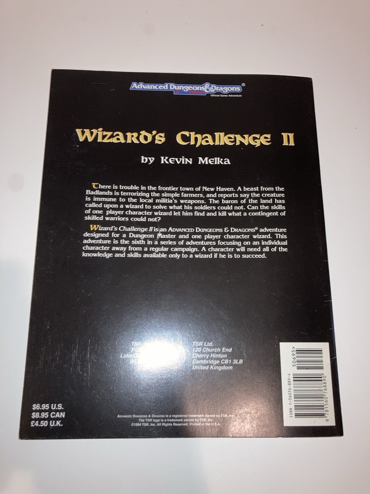 1994 Wizard's Challenge II Adventure Module 9454- AD&D, Kevin Melka