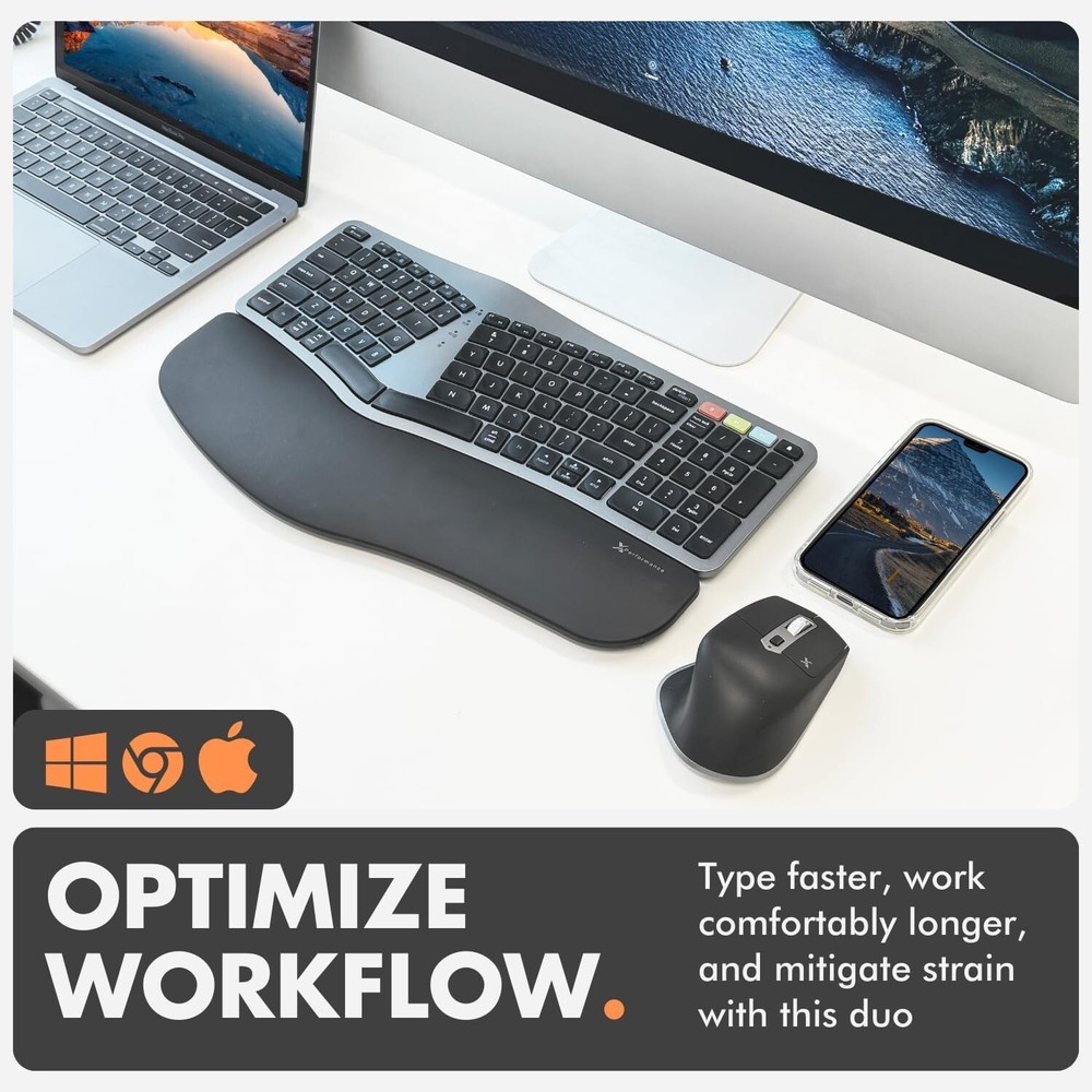 X9 Ergonomic Keyboard and Mouse Wireless Combo 2.4G+BT - Comfortable Bluetooth