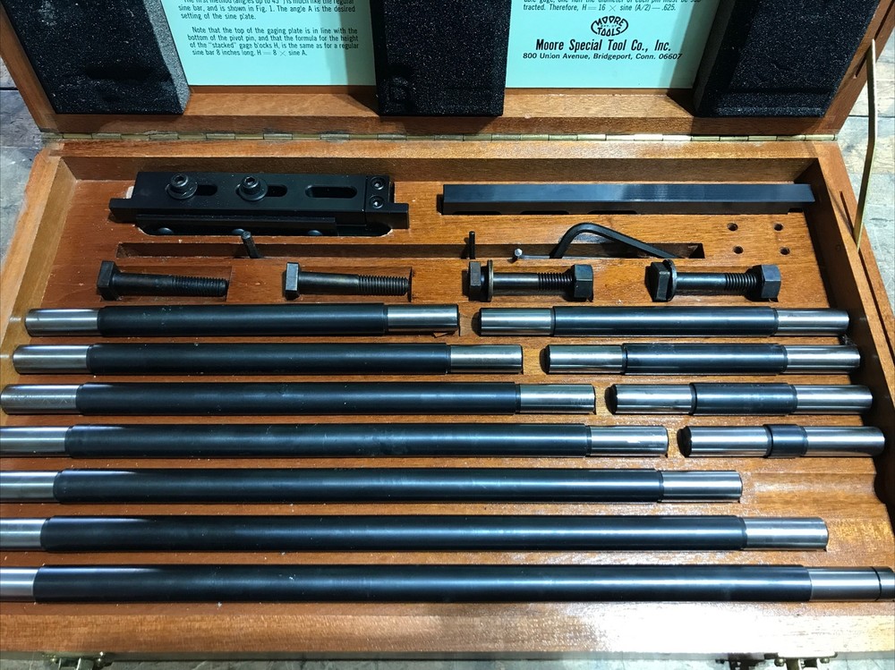 MOORE TOOL Co. Complete Set Extension Rods For Sine Table