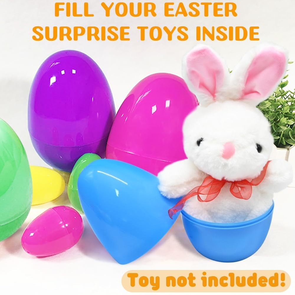12Pcs Jumbo Plastic Bright Easter Eggs, 6’’ Fillable Assorted Solid Colors Em...