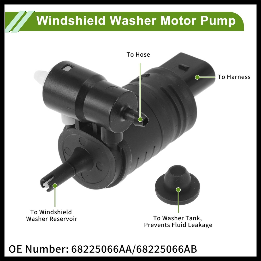 Windshield Washer Pump w/Grommet for JEEP CHEROKEE 2014-2018