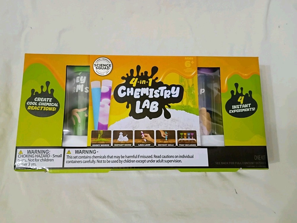 Science Squad 4 In 1 Chemistry Lab 4 Instant Experiment 6+ Sealed