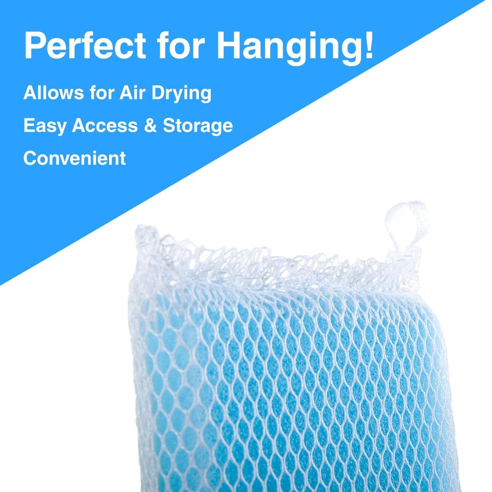 (6 Pack) Non-Scratch Gentle Mesh Net (Extra Thick) Dishwashing Sponge, Quick Dry
