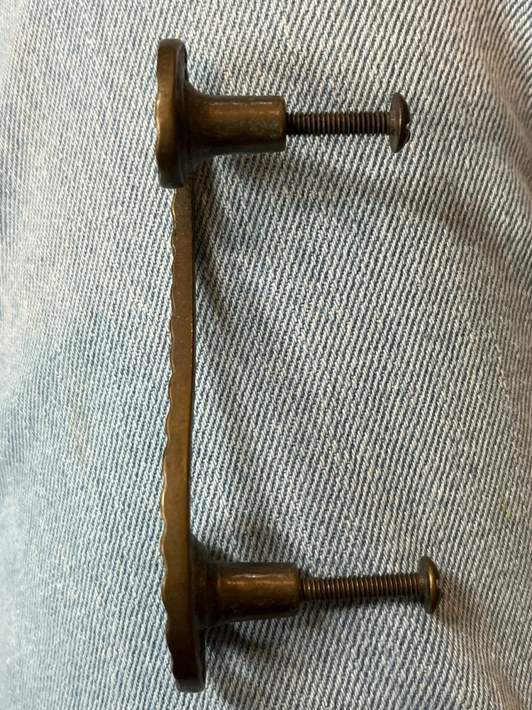 2 ATLAS Vintage Bronze Drawer Pulls | Scroll Design Rustic Spanish Revival