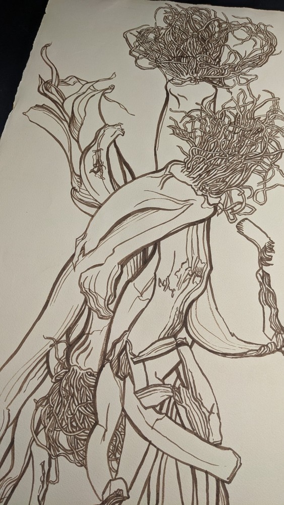 Fritz Kreidt, tree composition, drawing, unsigned