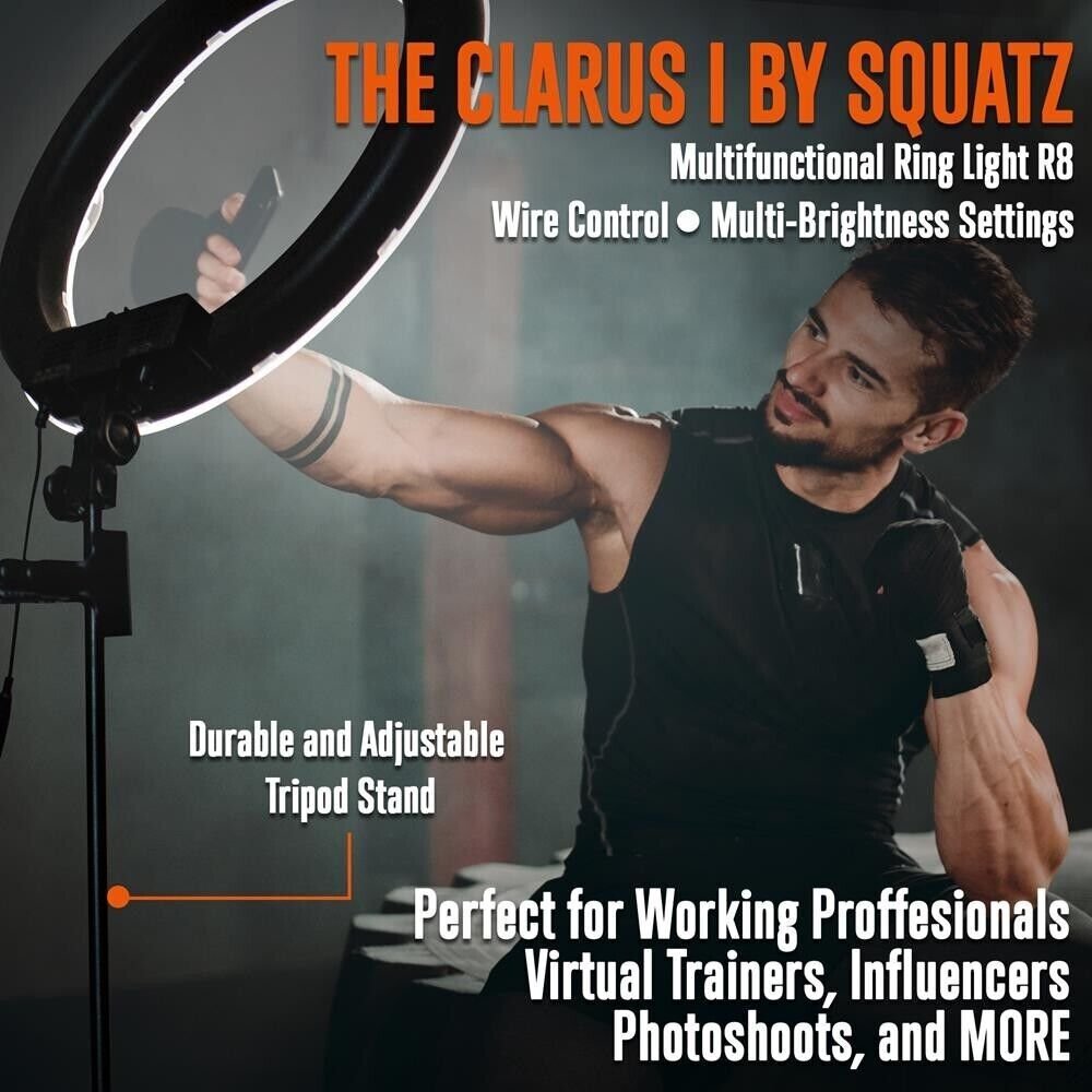 SQUATZ 8'' LED Ring Light w/ Desktop Tripod, Selfie Ring Light w/ Mobile Holder