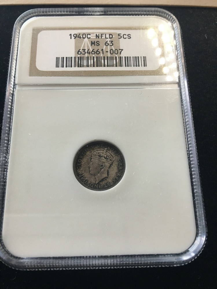 1940c  Newfoundland,  ¢5 Cent, NGC Graded, **MS-63**
