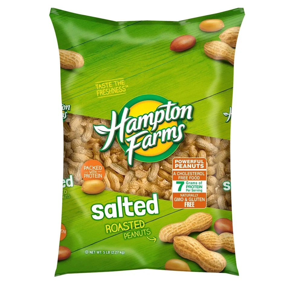 2 PACK - Hampton Farms Salted In-Shell Peanuts - 5 lbs (Total 10 lbs)