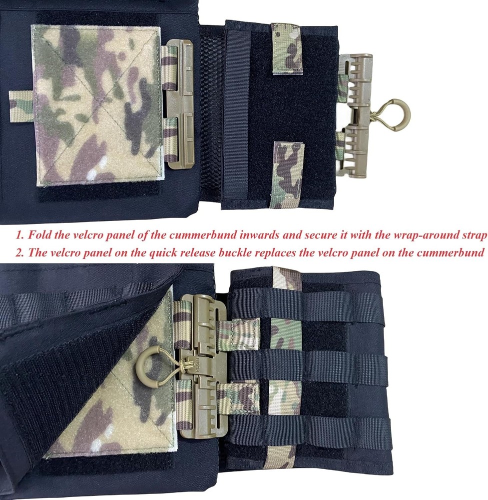 MOLLE Vest Quick Disconnect Buckle & Hook Strap for Silent Airsoft Training