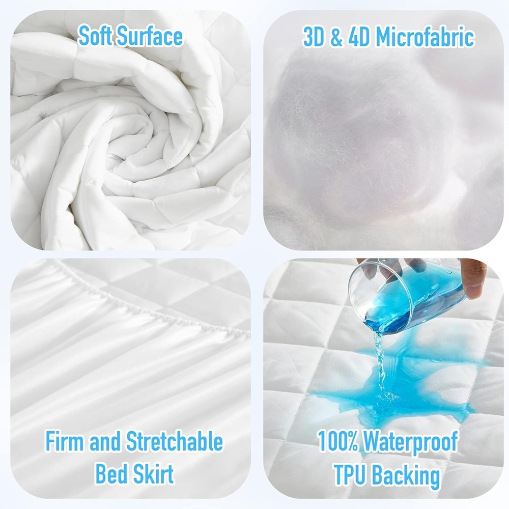 Full Size Quilted Waterproof Mattress Protector with 21" Deep Pocket