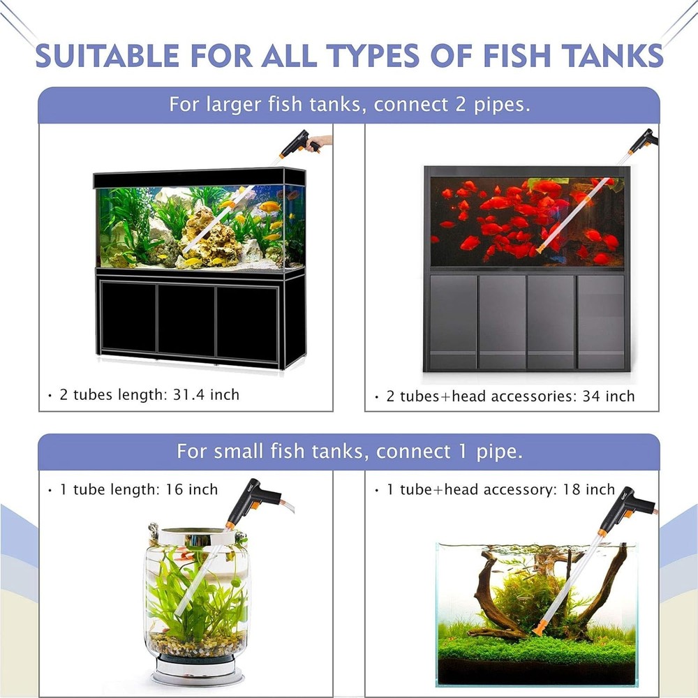 Durable Aquarium Siphon Vacuum Cleaner with Quick Water Change Functionality
