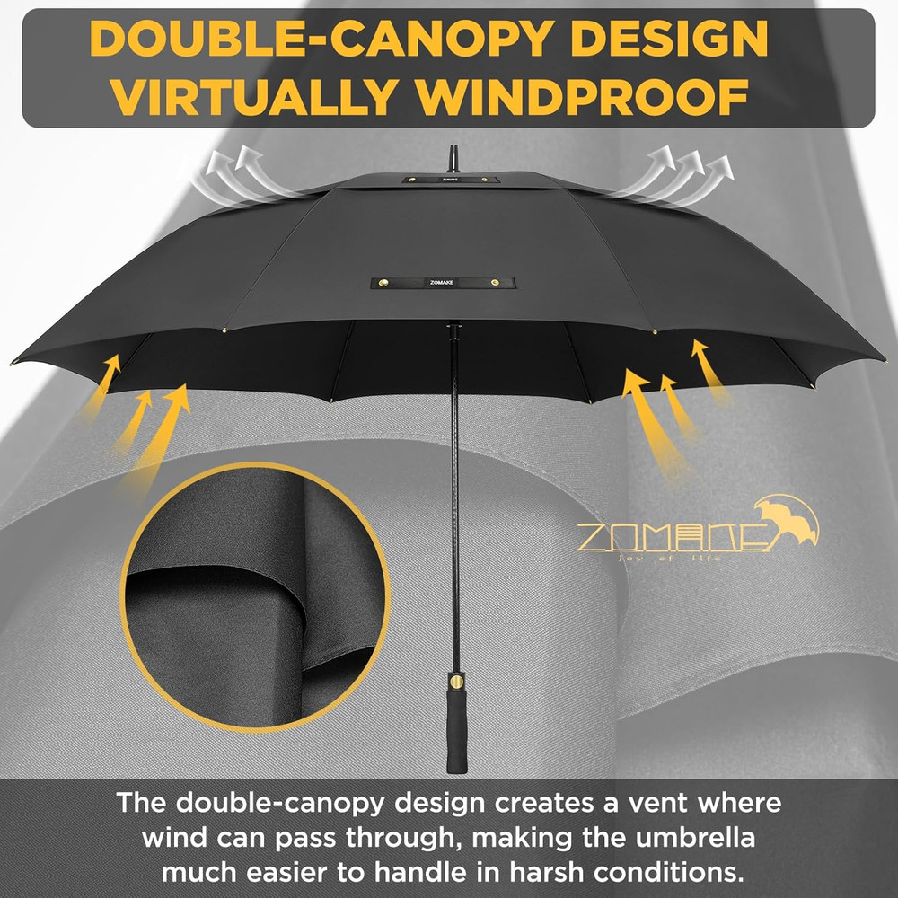 Golf Umbrella Windproof, Extra Large Oversized Heavy Duty Double Canopy