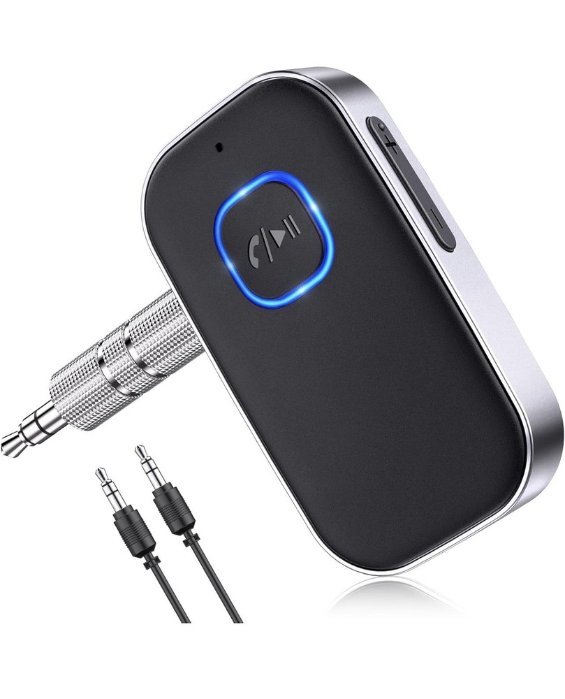 COMSOON Bluetooth Receiver for Car, Noise Cancelling 3.5mm AUX Black+Silver