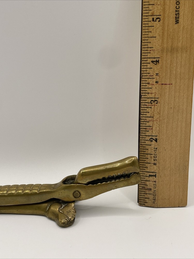 Solid Brass Alligator Crocodile Nutcracker Vintage