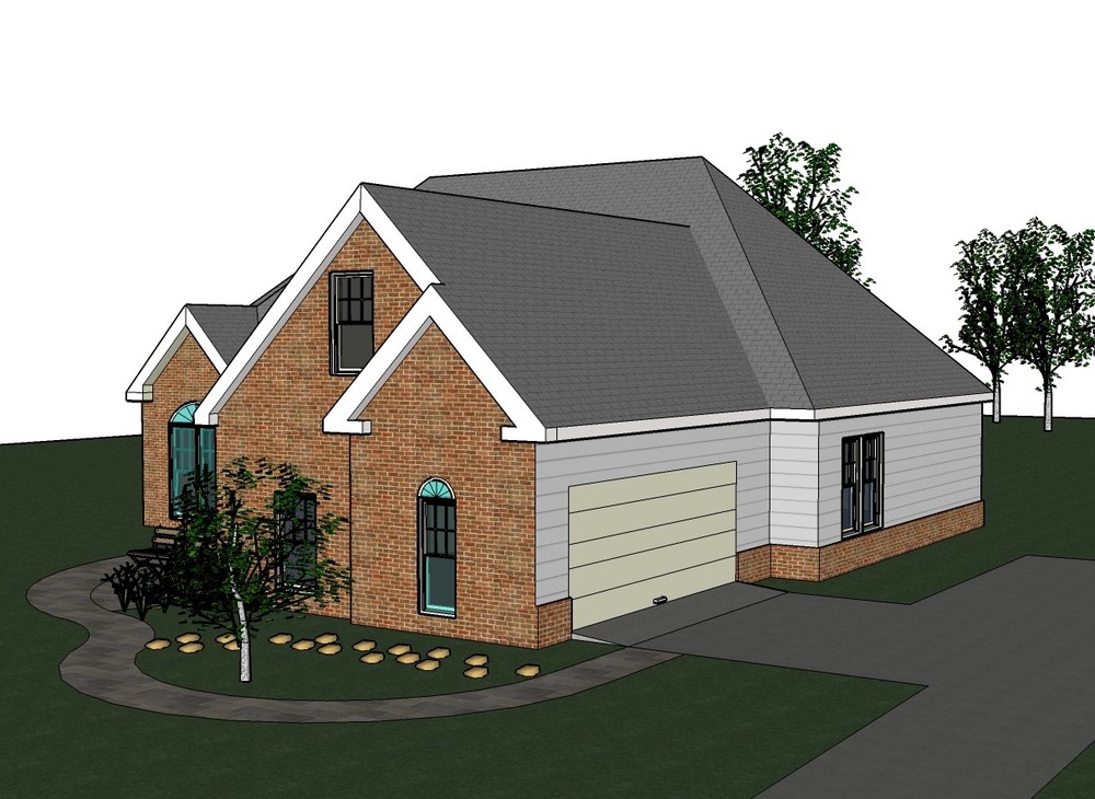 Amanda 1706G-3 side/brick Home, House plan 3 bed room, 2 bath split plan in PDF
